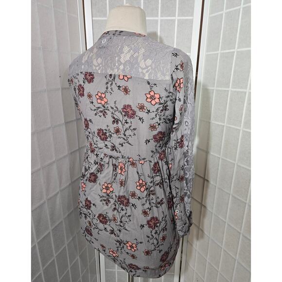 Torrid Floral Babydoll Lace Tunic Semi Blouse Shirt Top Hi Lo Size 00X (10) - Picture 14 of 15